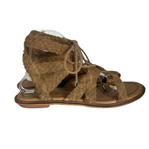 Arturo Chiang Sandals Womens 10M Brown Braided Suede Gladiator Cassie Lace-Up
